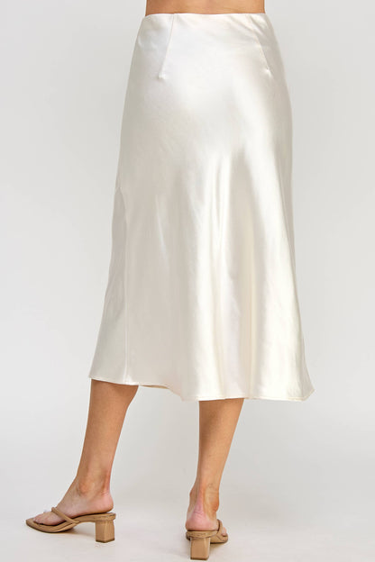 Satin Pearl Midi Skirt