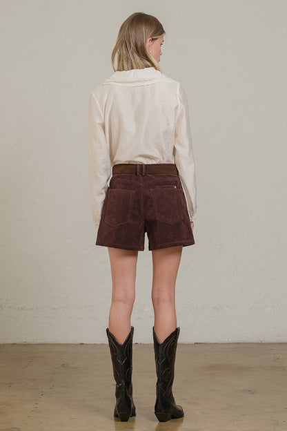 Suede High-Rise Shorts