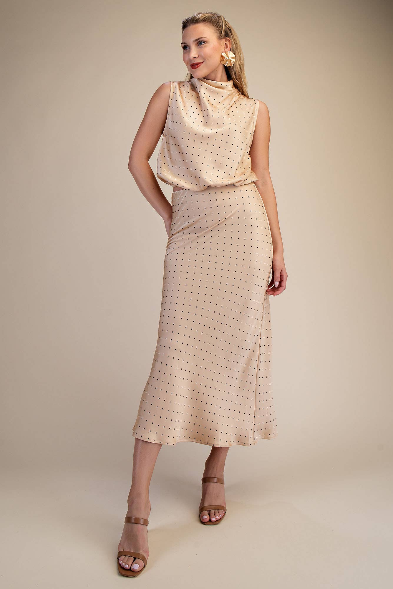 Polka Dot Midi Skirt