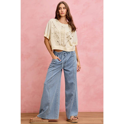 Elastic Wide Leg Jeans