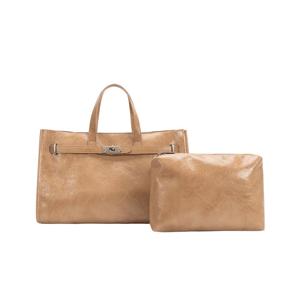 Sutton Tan Recycled Vegan Leather Tote Bag