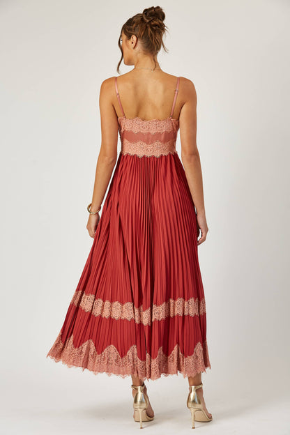 Saylor Colorblock Pleated Midi Dress