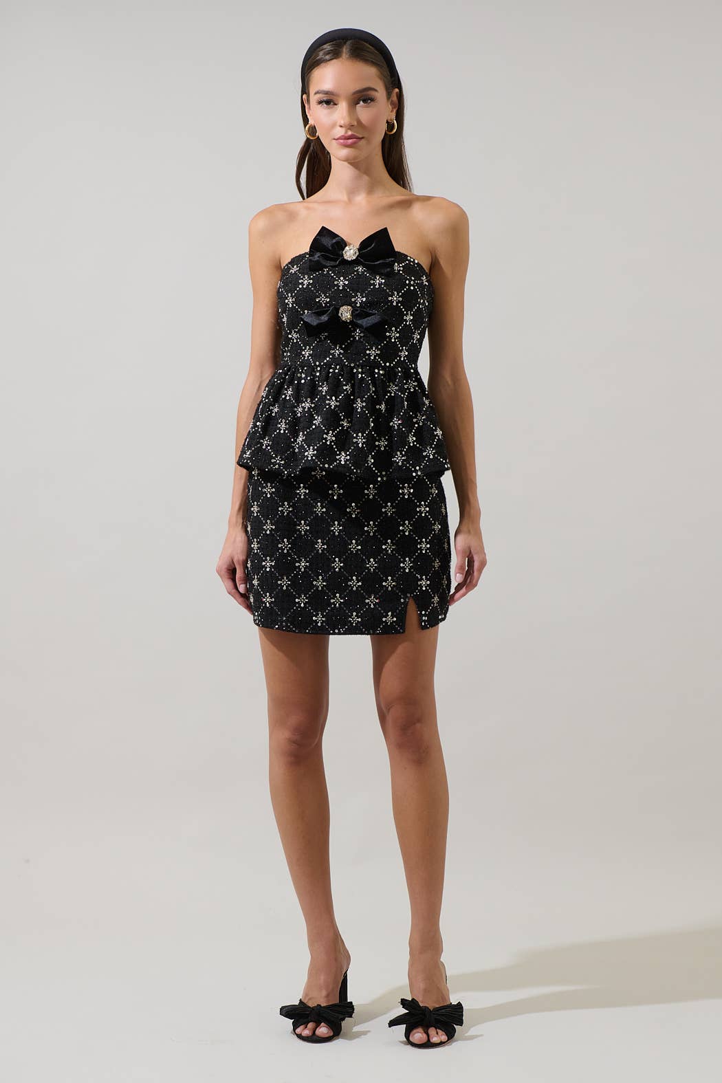 Whitney Tweed Bow Strapless Top