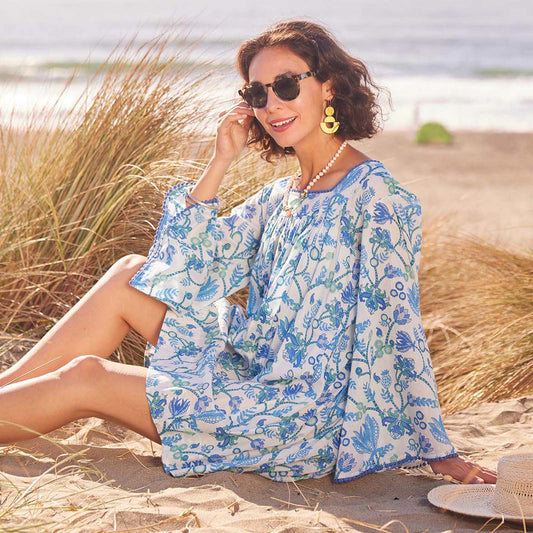 Gemma Ocean Bell Sleeve Dress