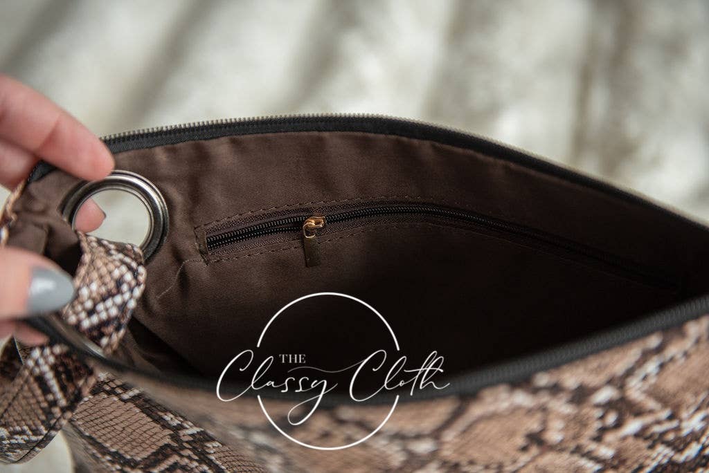 Trendy Clutch - Brown Snakeskin