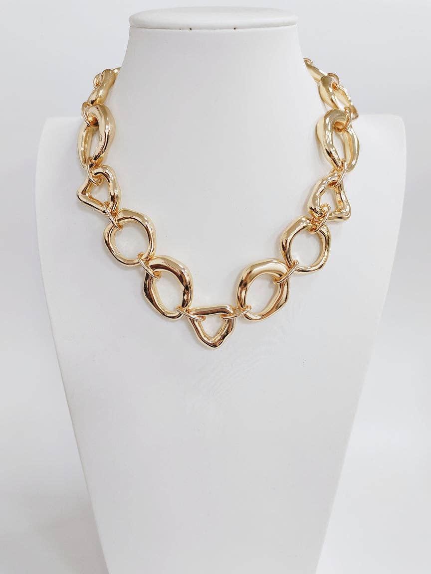 Gold Geometric Open Circle 16"-18" Necklace