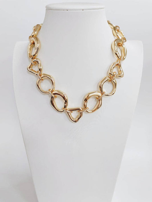 Gold Geometric Open Circle 16"-18" Necklace