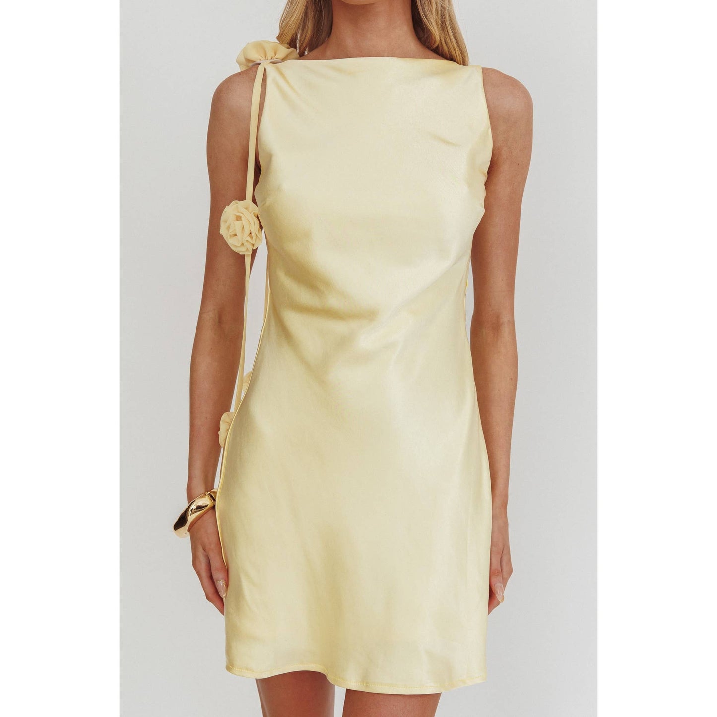 Yellow Satin Mini Dress