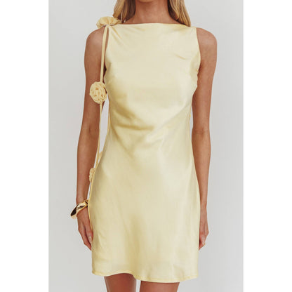 Yellow Satin Mini Dress