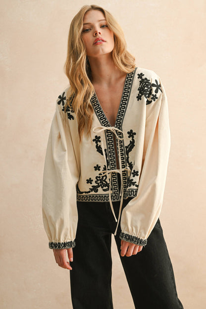 Floral Patch Detailed Jacket