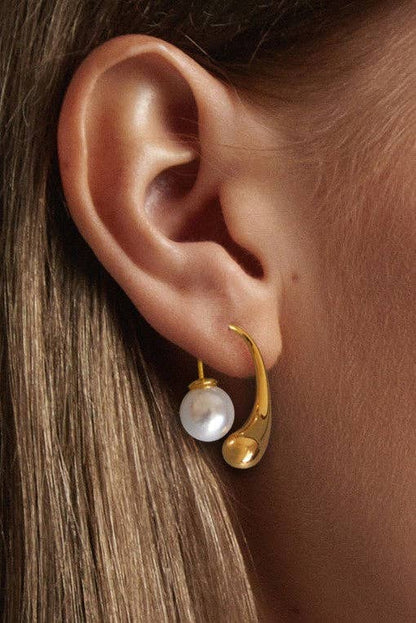 18K Gold Plated Waterproof Stainless Steel Hoop Earrings - 7167
