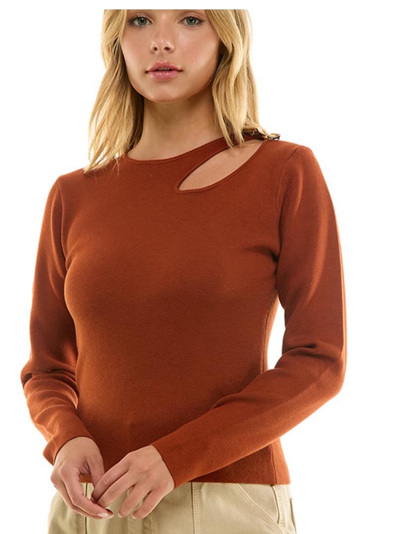 Shoulder Cutout Sweater