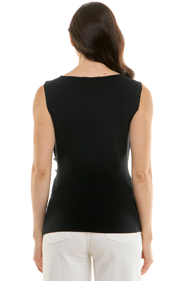 Side Slit Sweater Tank in Black